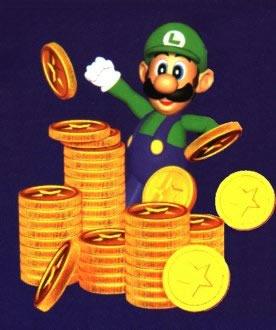 Luigi with coins