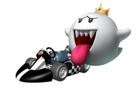 King Boo Next To His Kart