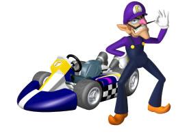Waluigi Next To His Kart