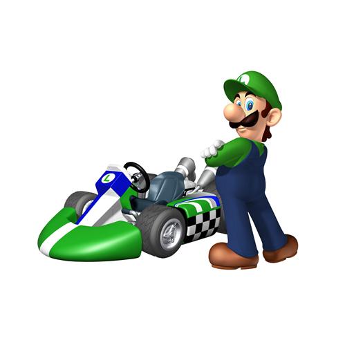 Luigi Next To His Kart